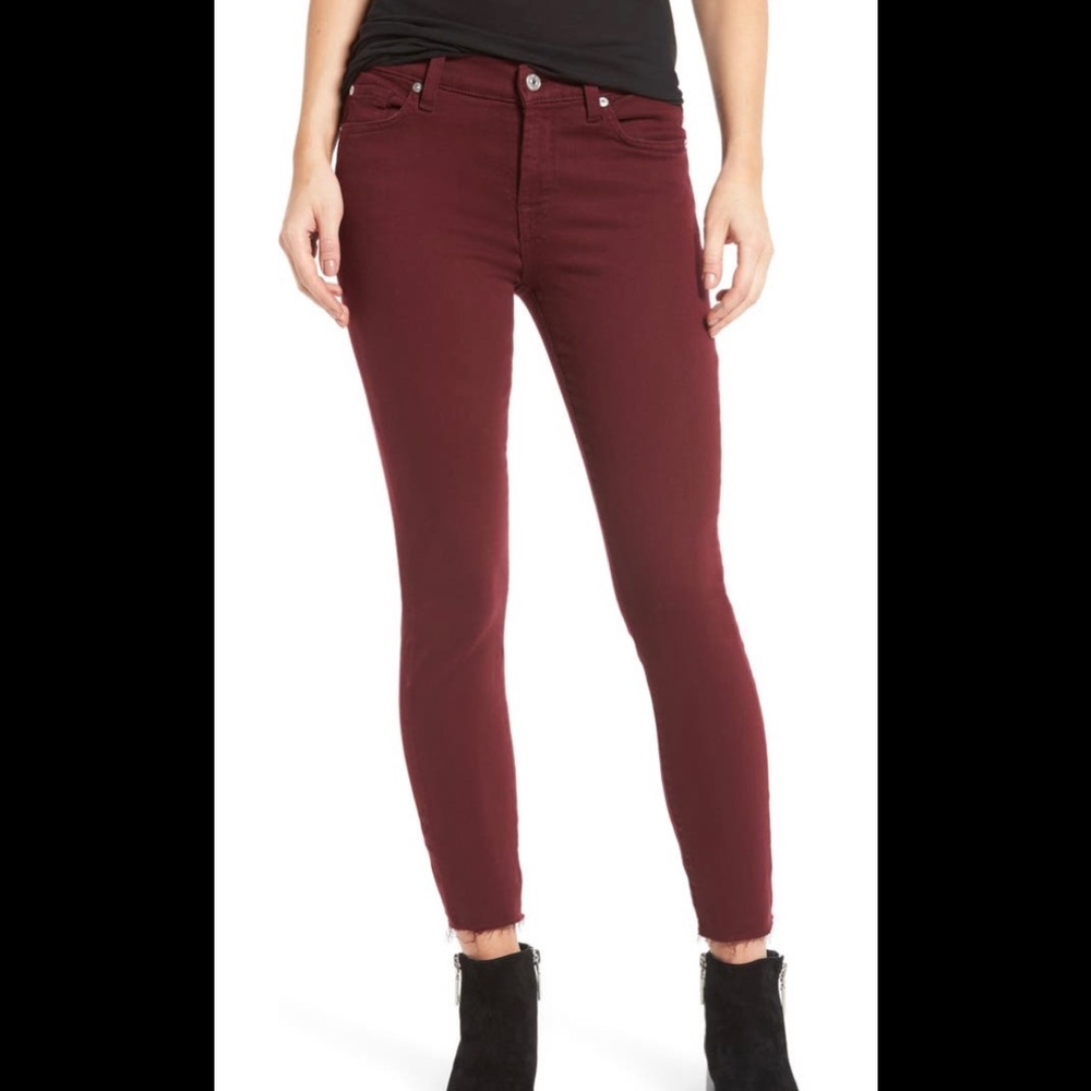 7 for all Mankind raw hem ankle skinny jeans